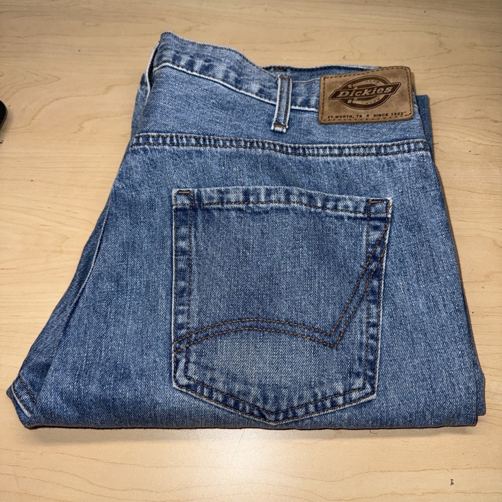 Dickies Work Jeans Mens 36x 34 Slim  Fit  Cotton Work Jeans Light Blue